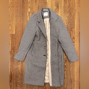 Abercrombie & Fitch Women’s Wool Coat Plaid Tan SMALL PETITE